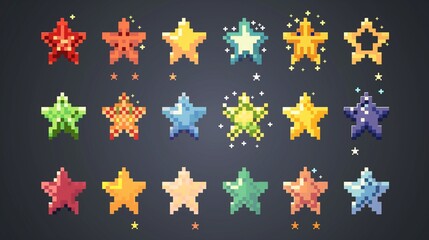 (18) Retro-style pixel stars with a twinkling effect, adding charm to any user interface.