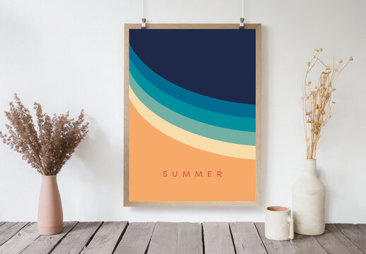 Beach in Summer Abstract Poster Template.zip