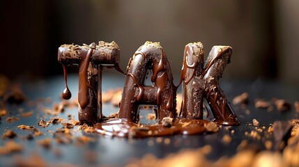 Czekoladowy tekst YES! Słowo YES składa się z czekolady. Czekolada w kształcie napisu YES. Wiadomość ze sklepu z czekoladą. Znak "tak" dla czekolady! Prezentacja, post + reklama