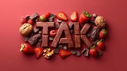 Fototapeta premium Czekoladowy tekst YES! Słowo YES składa się z czekolady. Czekolada w kształcie napisu YES. Wiadomość ze sklepu z czekoladą. Znak 