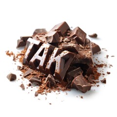 Tak dla czekolady! Czekolada i słowo TAK. Napis brzmi TAK. Znak wykonany z czekolady i napis TAK - oczekuje, że go odwzajemnisz. Powiedz 