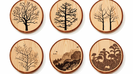 A set of engraved wooden coasters adding a touch of