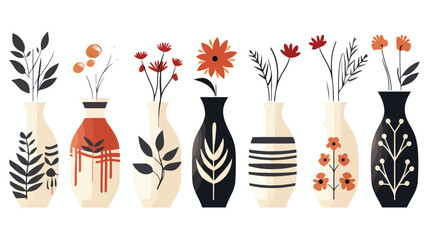 A set of handmade ceramic vases in varying sizes pr - obrazy, fototapety, plakaty