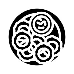 calamari rings sea cuisine glyph icon vector. calamari rings sea cuisine sign. isolated symbol illustration