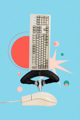 Trend artwork 3D photo collage composite sketch image of bodyless addicted gamer keyboard instead...