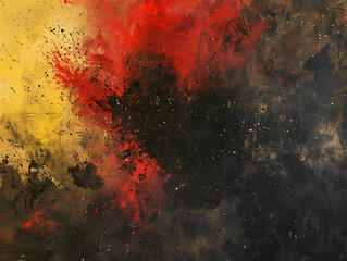 Exploding dust, red black and yellow