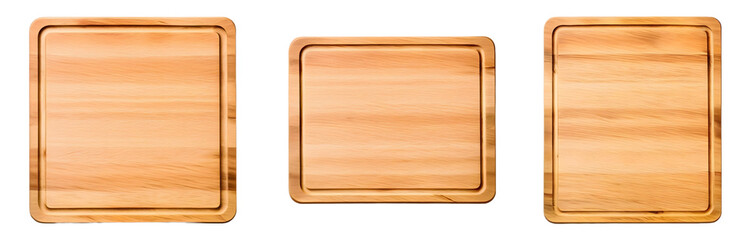 Empty square cutting board for top view food product display, isolated on transparent background generative ai