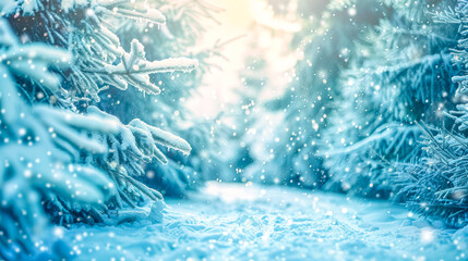 Winter wonderland: snow-covered pine trees