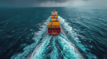 Large Cargo Ship Crossing the Ocean