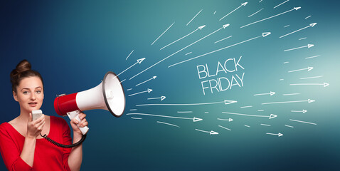 Young girl screaming to megaphone