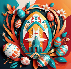 Easter, holiday image in the year of the rabbit. AI generated