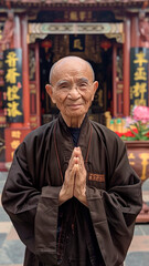 Buddhist Monk in a Moment of Prayer