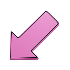 3D illustration of down left arrow