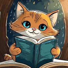 책을 읽는 예쁜 고양이