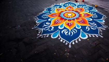 Colorful rangoli designs fill the image gallery showcasing vibrant patterns and intricate artwork, colorful holi decorations, festive ornaments, celebration concept