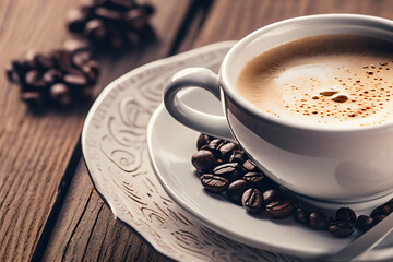 Tasse Kaffee mit Creme auf vintage Hintergrund