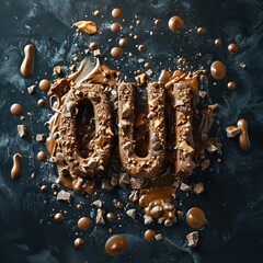 Le texte en chocolat YES ! Le mot OUI est assemblé à partir de chocolat. Du chocolat en forme d'inscription YES. Un message d'un chocolatier. Un signe de oui au chocolat ! Présentation, post + ad