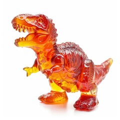 Dinosaur toy figure made of sweet gelatine, edible sculpture Haribo sweets looks like, isolated on...