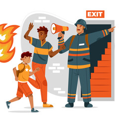 Evacuation hand drawn cartoon composition