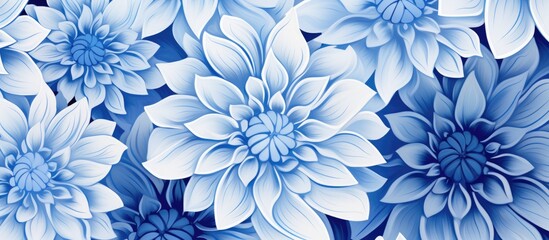 Abstract Flower Pattern in Blue Color for Interior Design and Textile Industry