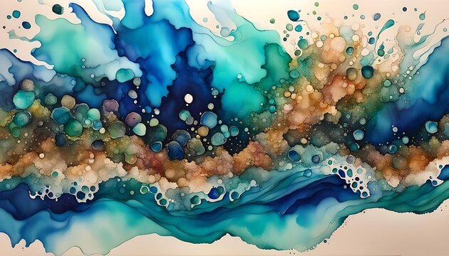 Abstack Ocean Splash Watercolor Painting Background Wallpaper