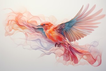 Drawings of birds with flowing and beautiful lines