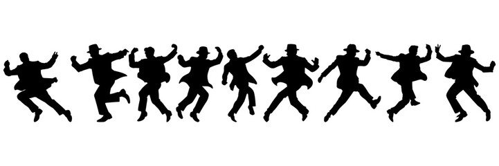 Fototapeta na wymiar Dancing people silhouettes set, large pack of vector silhouette design, isolated white background