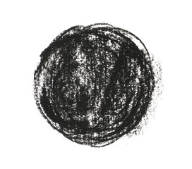 Circle drawing with charcoal sticks on canvas. Fast drawing, rough lines, and strong feelings. isolated