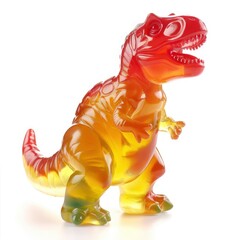 T-rex figure made of sweet gelatin, isolated on white background
