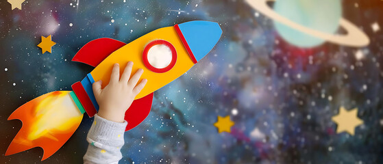 Rocket in Hand, Future Planned, Happy Spaceflight Day! - obrazy, fototapety, plakaty