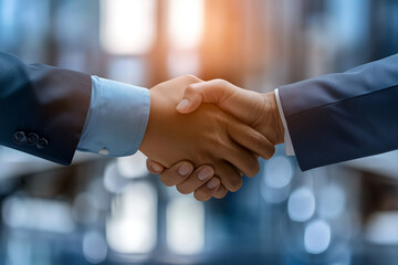 Businessmen making handshake with partner greeting dealing merger and acquisition business cooperation concept panoramic banner copy space for business finance and investment background