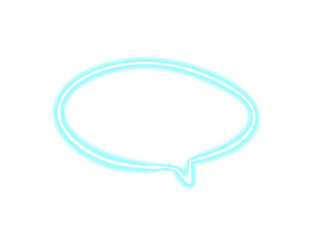 blue neon speech bubble on transparent background clip art
