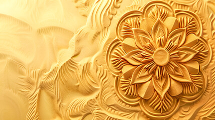 Elegant carved floral pattern in golden relief with intricate details