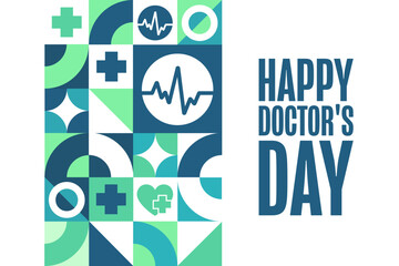 Happy Doctor's Day. Holiday concept. Template for background, banner, card, poster with text inscription. Vector EPS10 illustration.