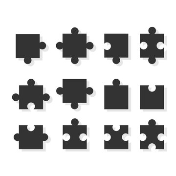 Puzzle with icons for website design, logo. Vector illustration