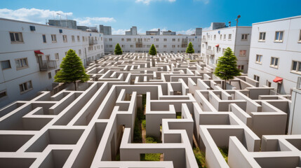 Stone maze. Huge labyrinth made of stones - obrazy, fototapety, plakaty