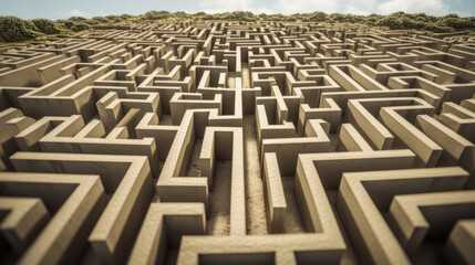 Stone maze. Huge labyrinth made of stones