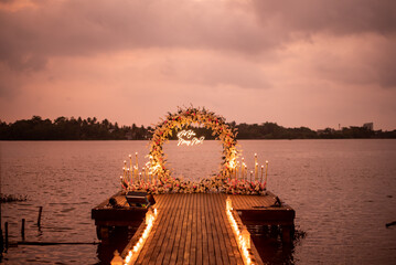 Dashing view of will you marry me lights with flower decoration 
