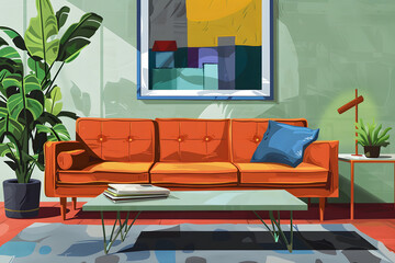 Moderne Möbel: Illustration einer stilvollen Einrichtung - obrazy, fototapety, plakaty