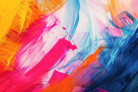 Painterly texture abstract background using bold bright brushstrokes with a contrasting color palette.	