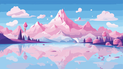 A surreal mountain landscape where towering ice cream