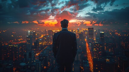 Fototapeta premium Businessman staring at infinite