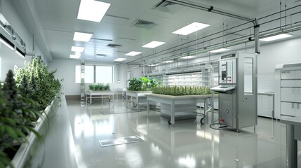 Obraz premium Cannabis Cultivation Research in Lab. Quality control process in the pharmaceutical cannabis industry. Research and analysis in the field of medical marijuana
