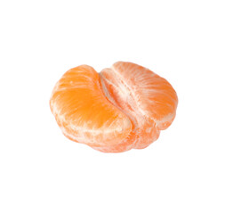 Half of peeled fresh ripe tangerine isolated on white