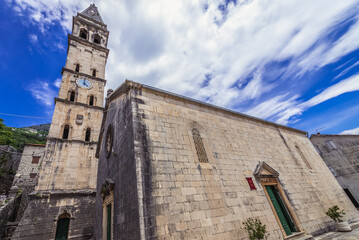 Church of St Nicholas in Perast historical town in Kotor Bay on Adriatic Sea, Montenegro