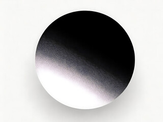 A gray, white, and black background image with spiral gradients, illustration, decorative image, light and shadow. A black and white ball is on a gray surface with a shadow on the wall.
