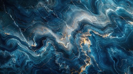 Close Up of a Blue and Gold Marble