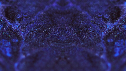 Wet glitter texture. Paint kaleidoscope. Defocused blue purple color shimmering particles ink flow...