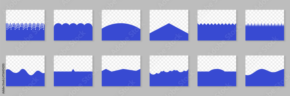 Poster divider shape for website top section. separator collection for poster, app, banner. curve line, abs