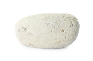 One light stone isolated on white. Sea pebble